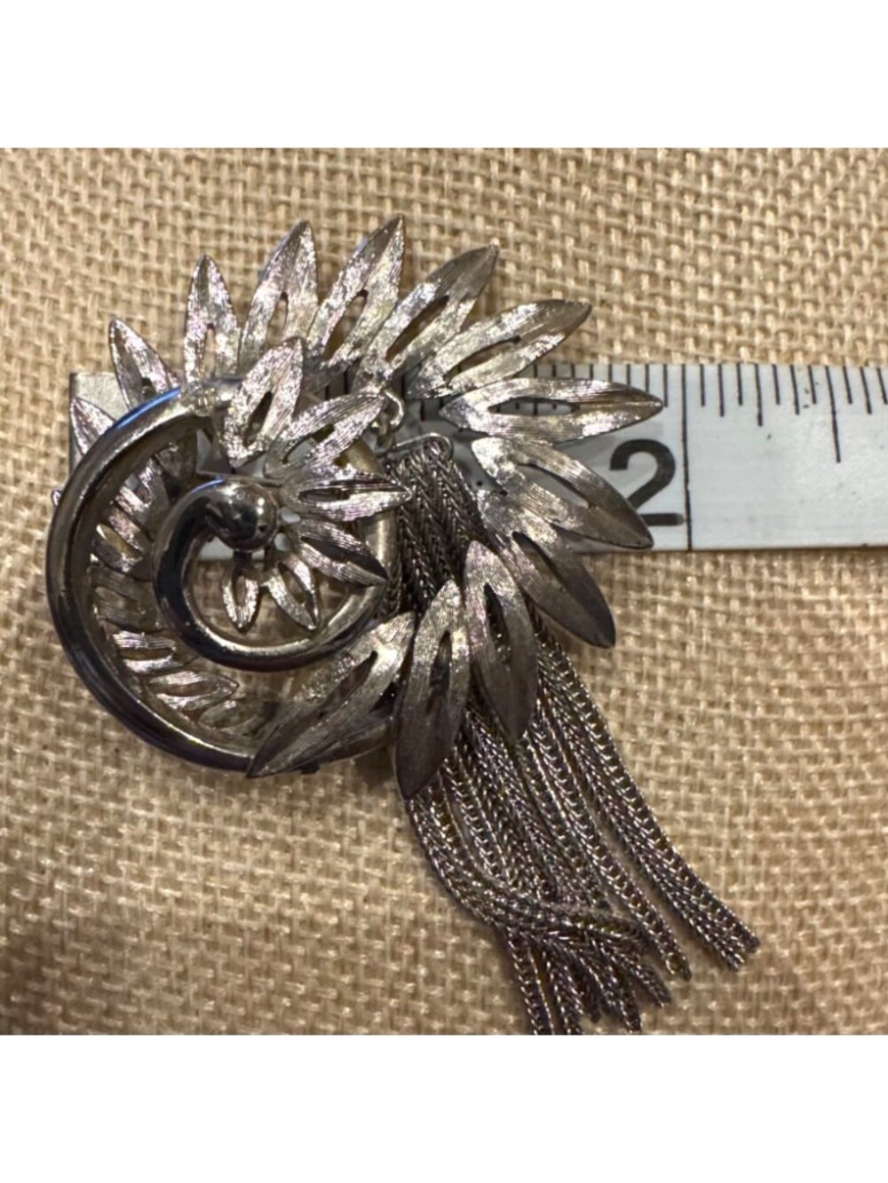 Vintage Park Lane Sunburst Fringe Tassel Brooch Silver Tone Statement Jewelry - Picture 8 of 9